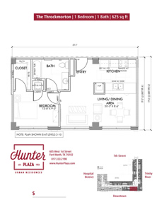 The Throckmorton  |  1 Bedroom | 1 Bath | 625 sq ft*